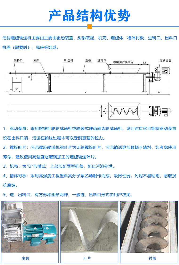 污泥螺旋輸送機(jī)結(jié)構(gòu)優(yōu)勢