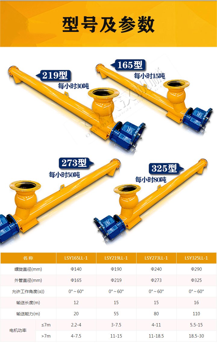 水泥螺旋輸送機(jī)參數(shù)